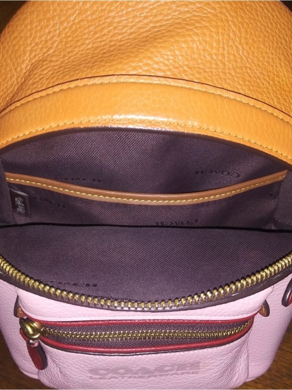Coach Pink and Brown Pebbled Leather Mini Backpack - Picture 9 of 10